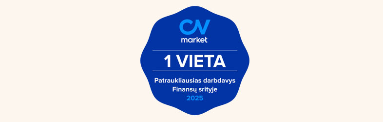 "Swedbank 2025 pripažintas kaip patraukliausias darbdavys finansų sektoriuje, patvirtinta CV Market."